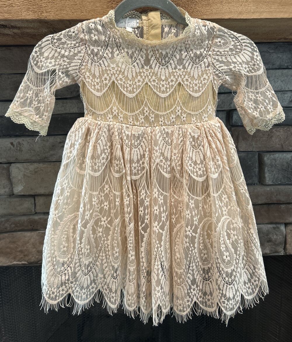 Girls TRISH SCULLY Child Beige Bella Rafaela Lace Dress Size 2 NWT *D6